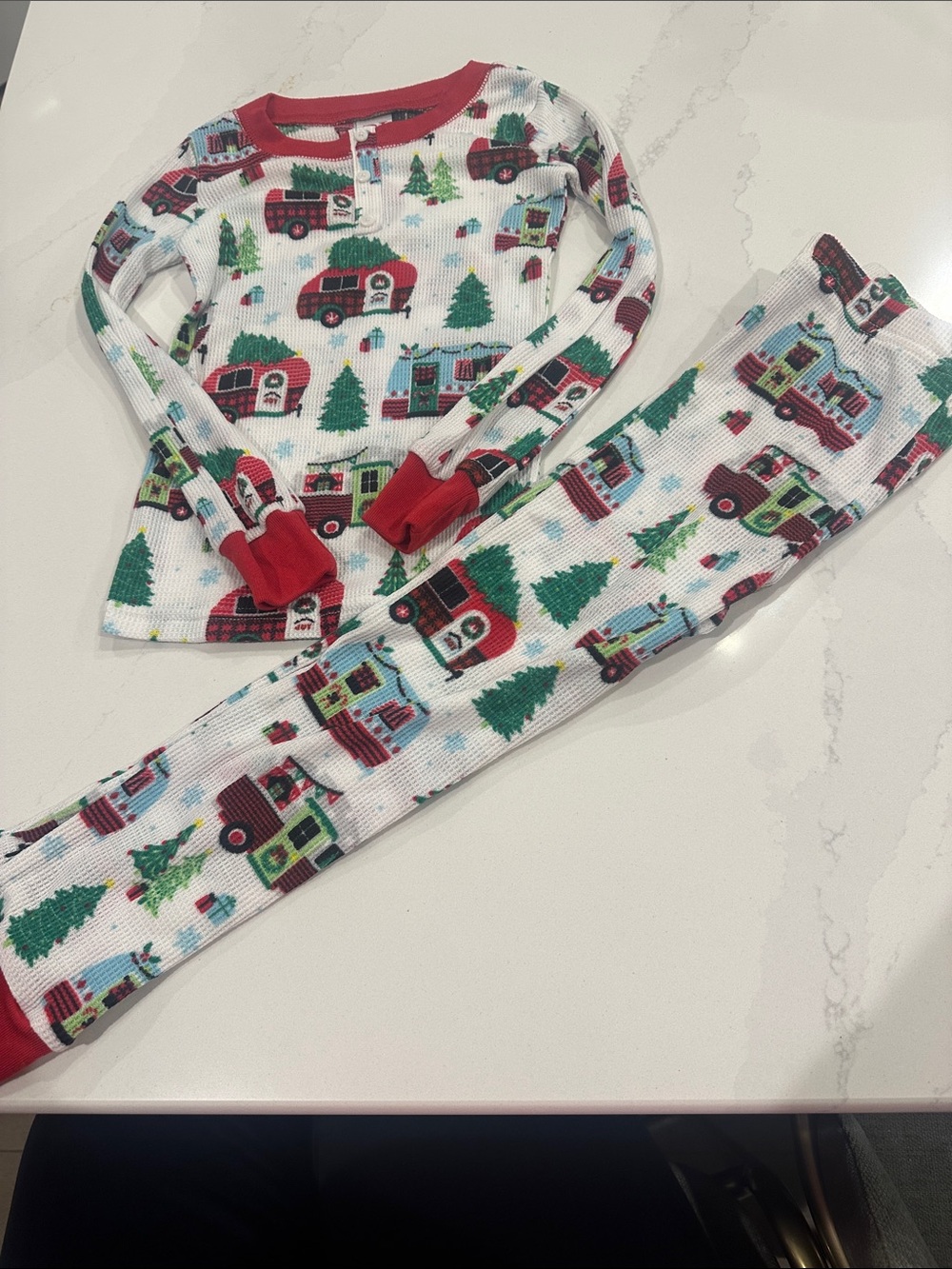 PJ Place Christmas waffle knit unisex pajamas size 5
